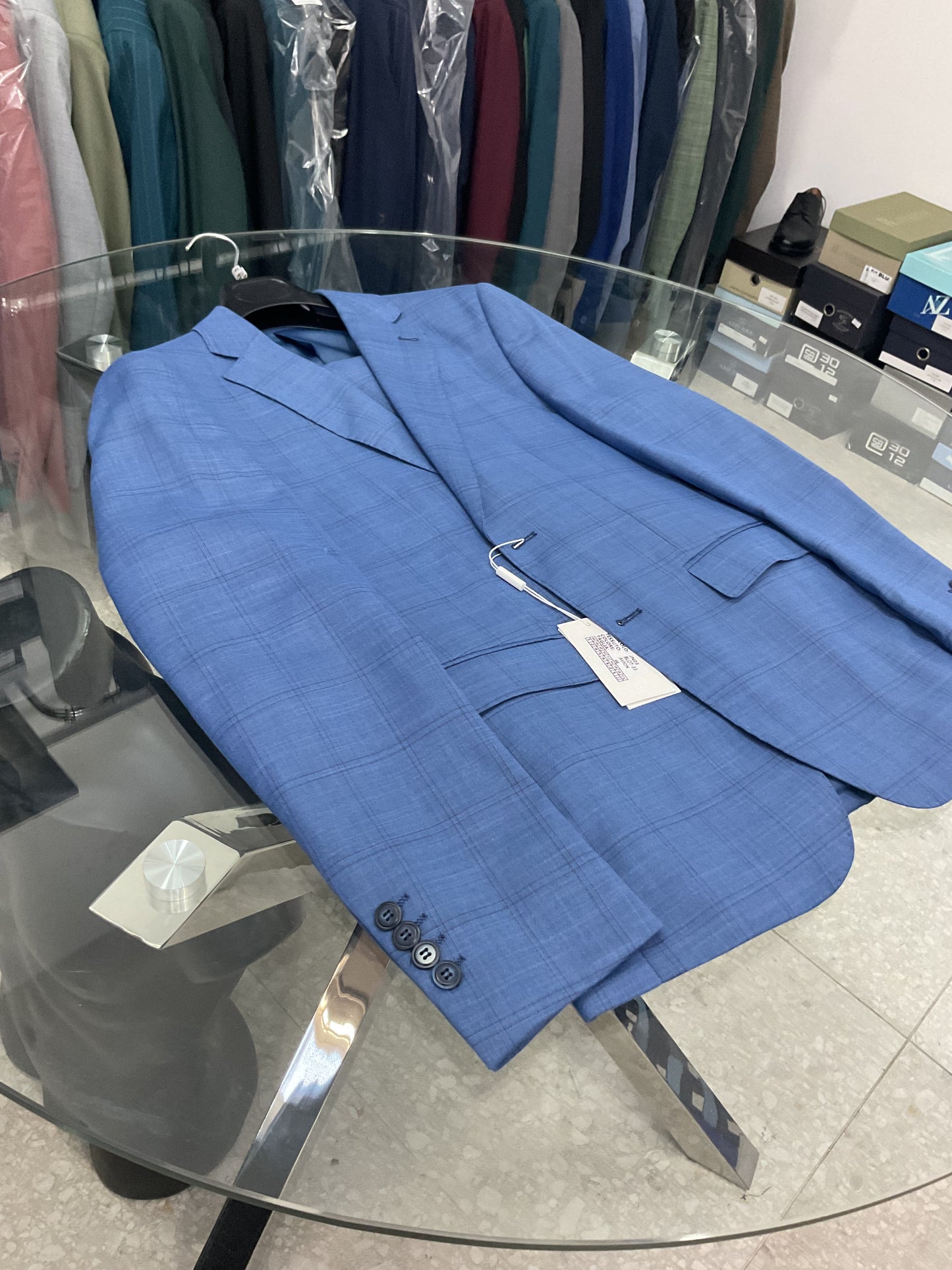 Abito emporio monopetto a quadri colore Avion