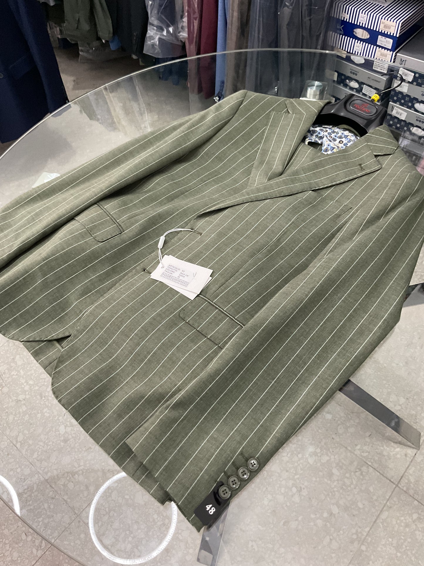 abito Politano 1990, verde gessato
