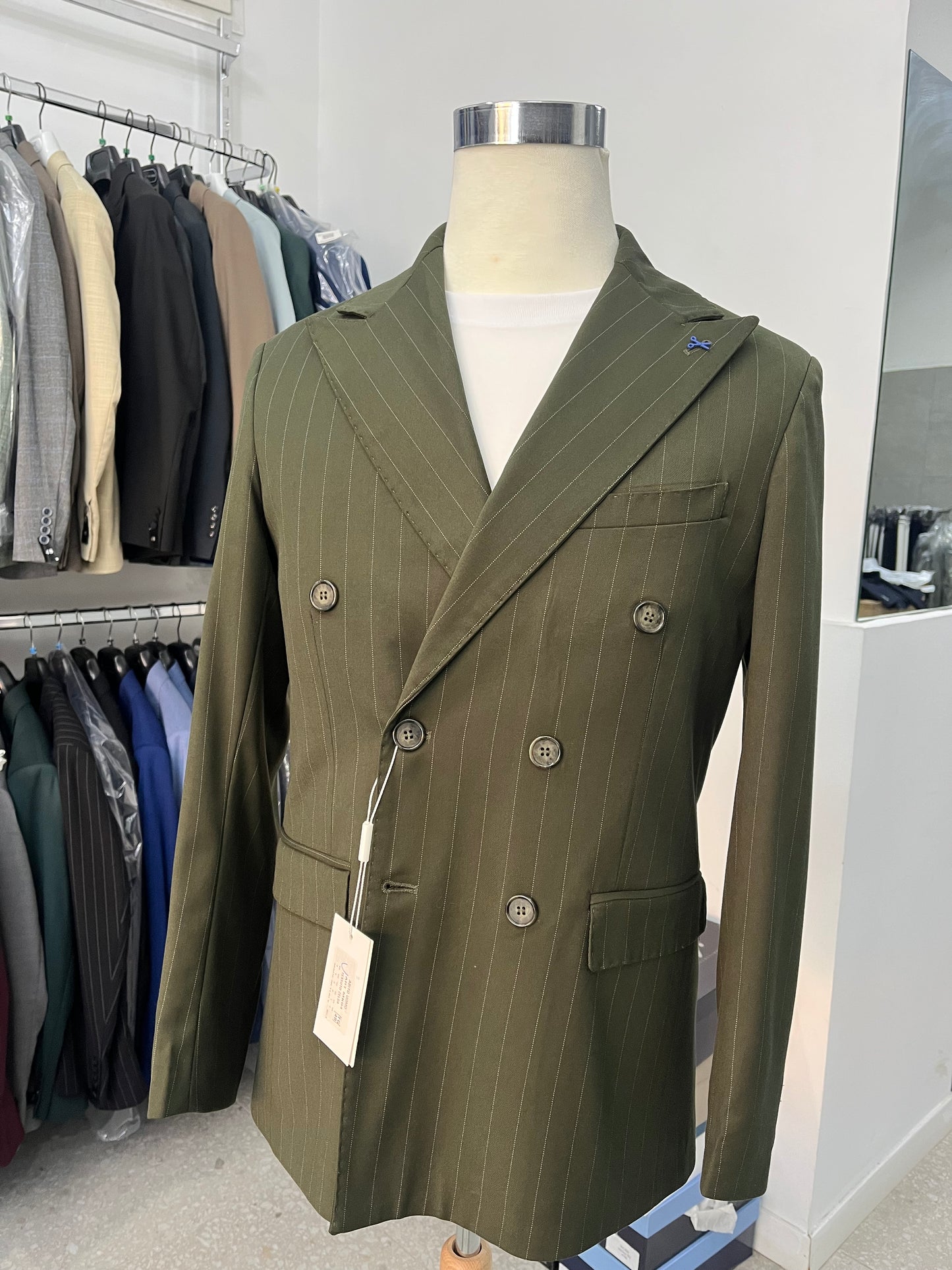 abito gessato verde
