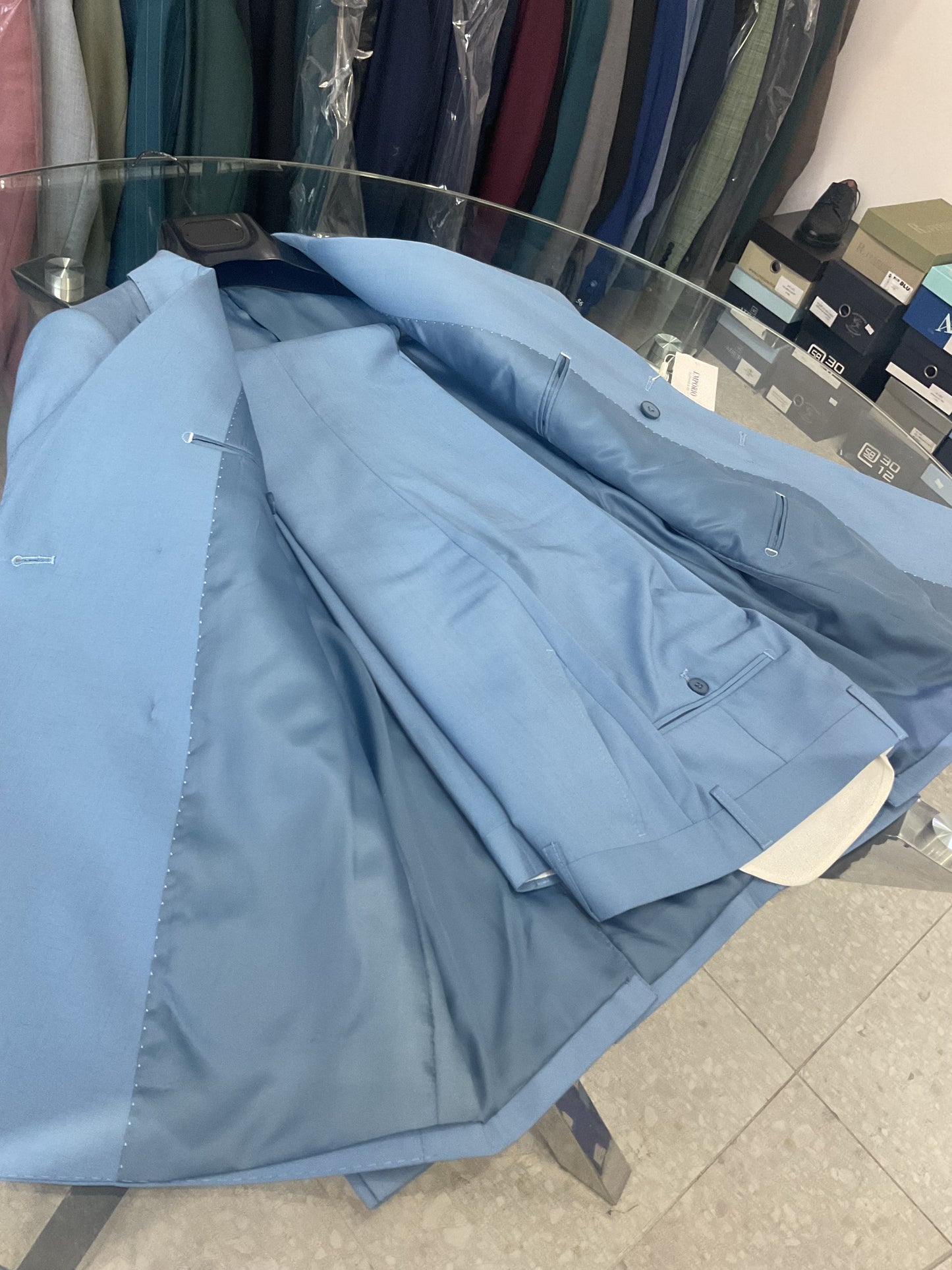 abito emporio, doppiopetto, colore azzurro