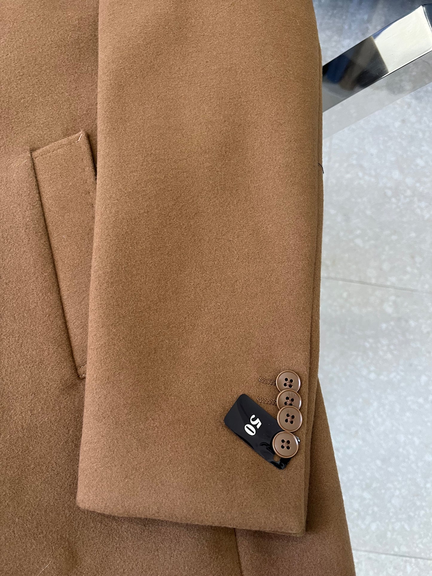 cappotto mono petto cammello
