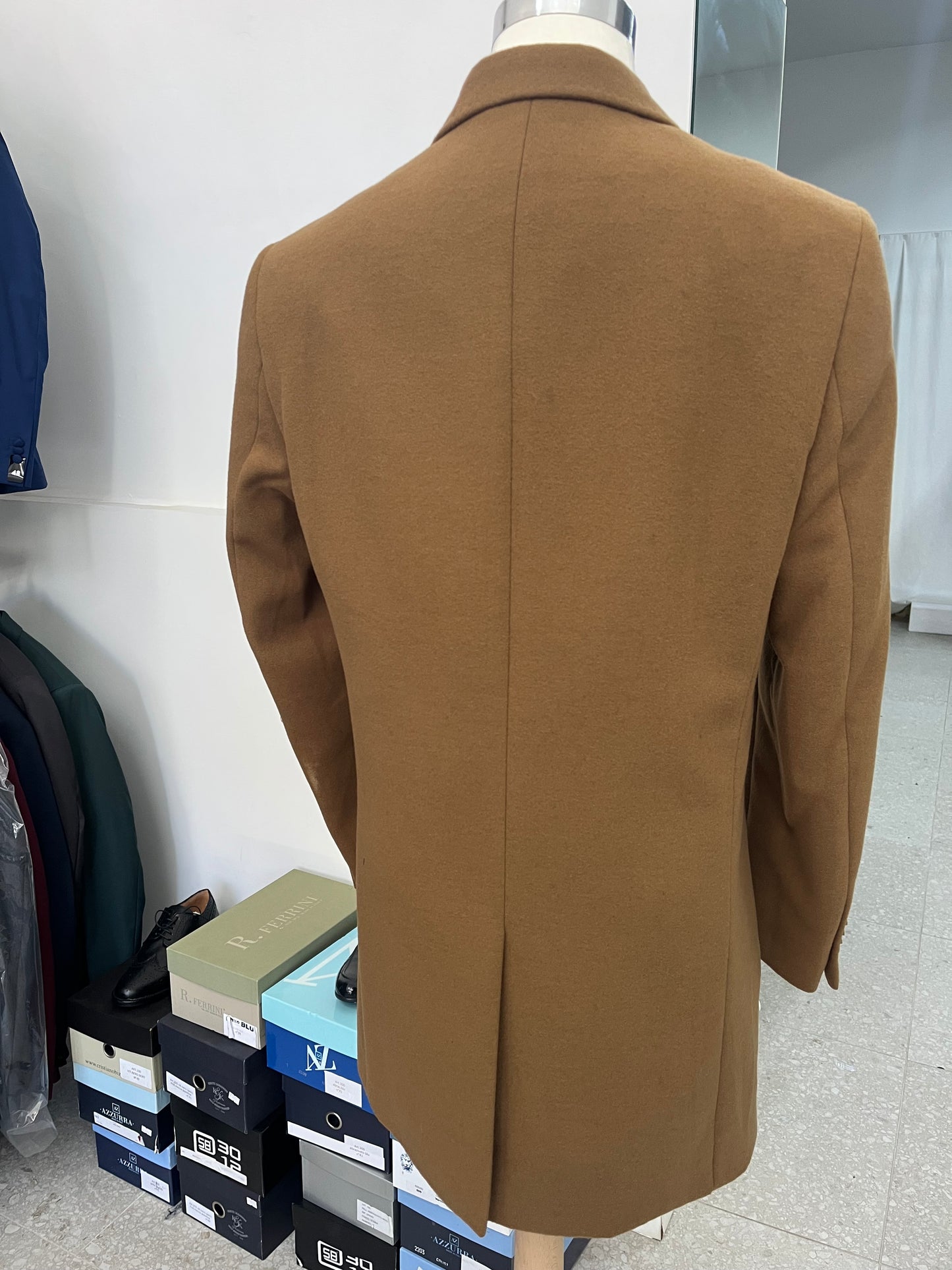 cappotto mono petto cammello