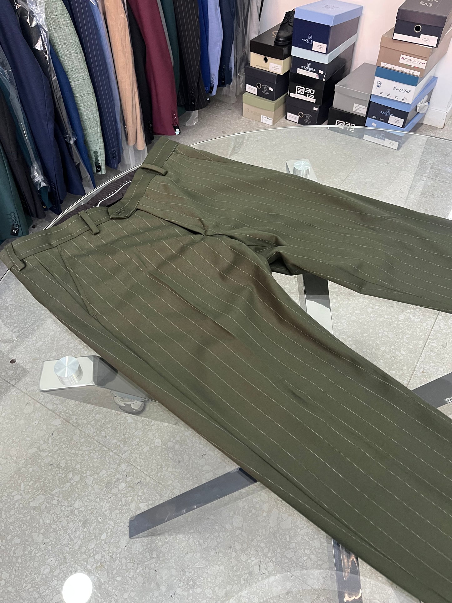 abito gessato verde