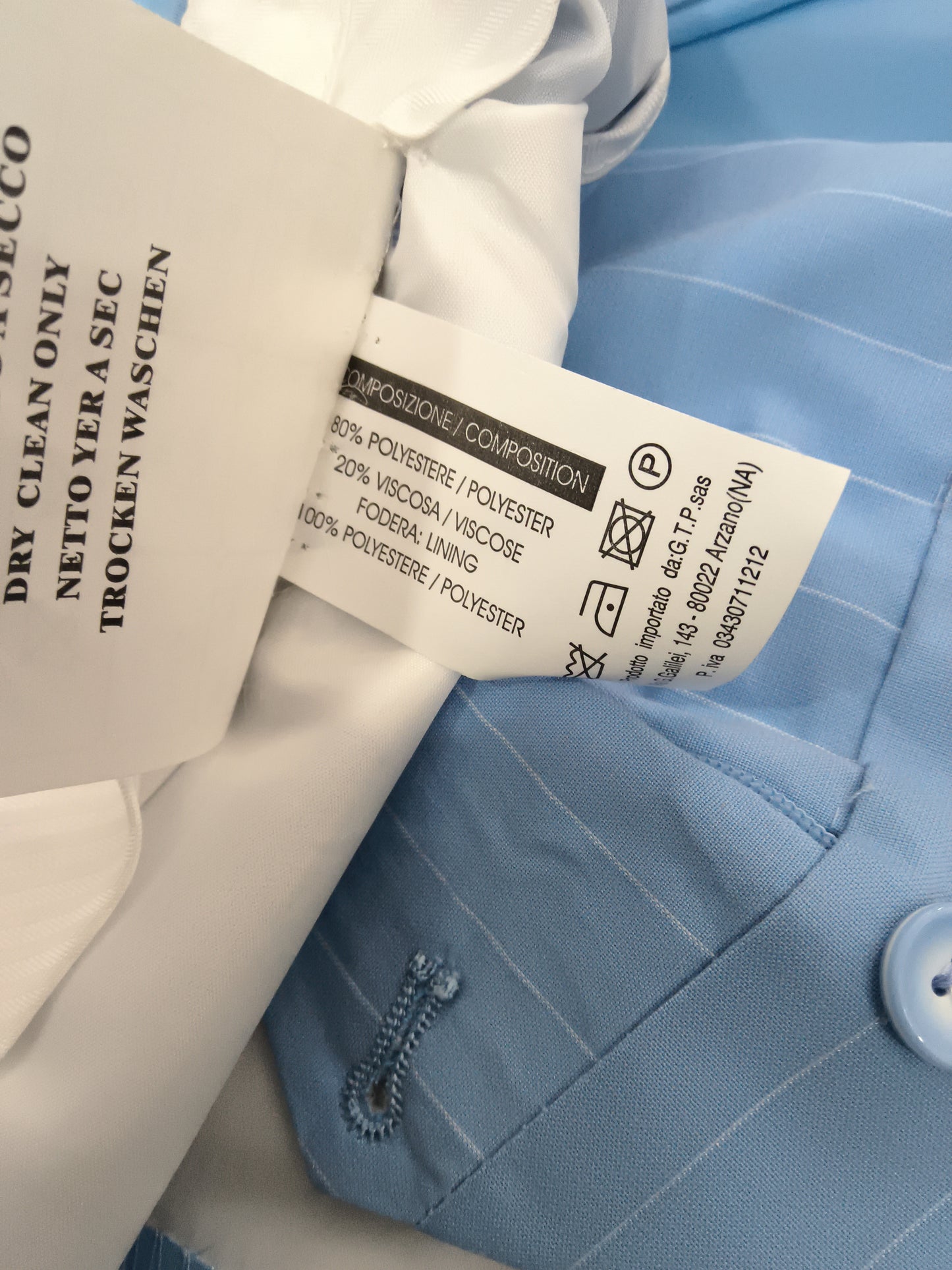 Doppio petto calibrato azzurro gessato e beige